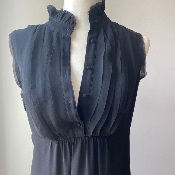 Ann Taylor LOFT Silk Chiffon Sleeveless Dress with Ruffle Collar Dress Size 6 - Picture 3 of 10